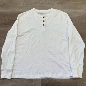 Peter Manning White Henley Shirt Mens Size 2X 100% Upland Slubby Cotton Peru